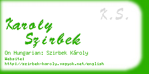 karoly szirbek business card