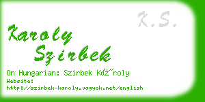 karoly szirbek business card